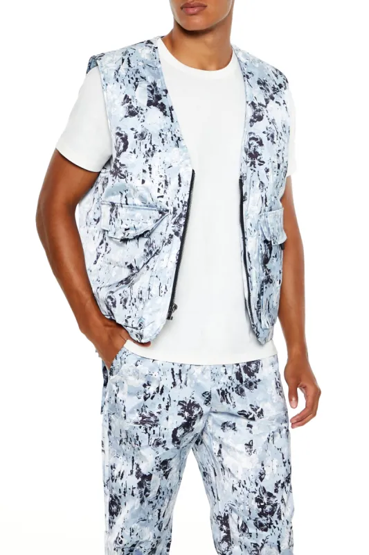 Abstract Print Cargo Vest sold by Urban Planet