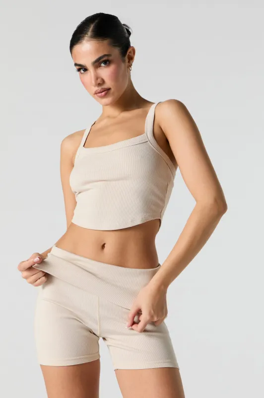 Active Ribbed Foldover Waist Short sold by Urban Planet