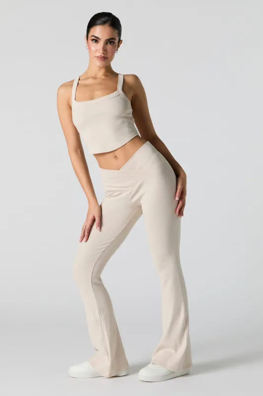Active Ribbed V Waist Flare Pant sold by Urban Planet