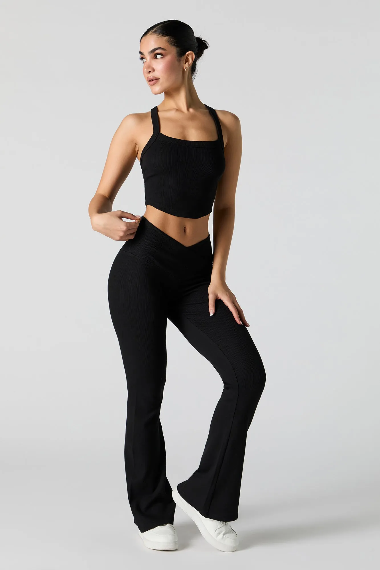 Active Ribbed V Waist Flare Pant sold by Urban Planet product image thumbnail 4