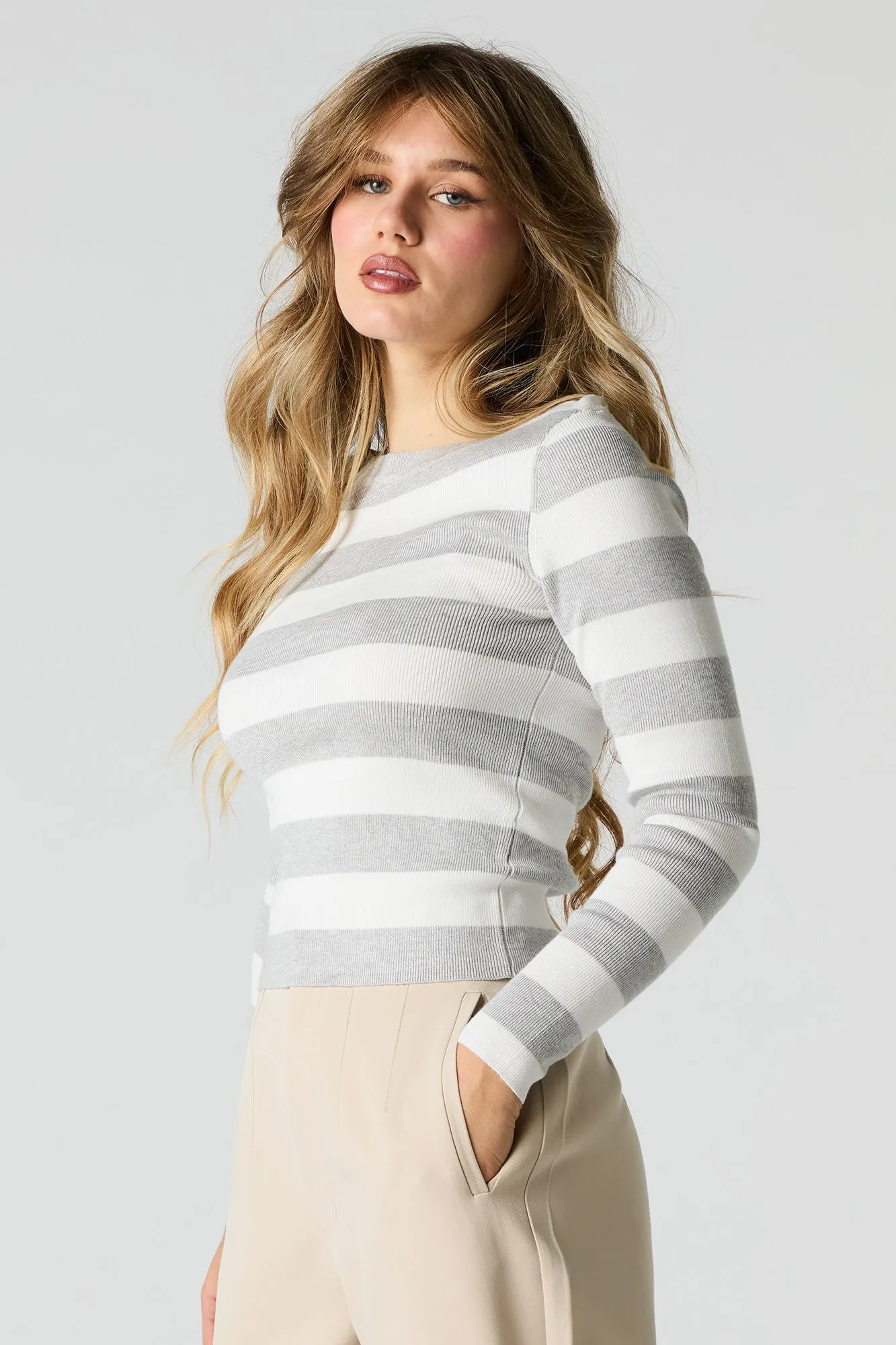 Striped Ribbed Longsleeve Top sold by Urban Planet product image thumbnail 4