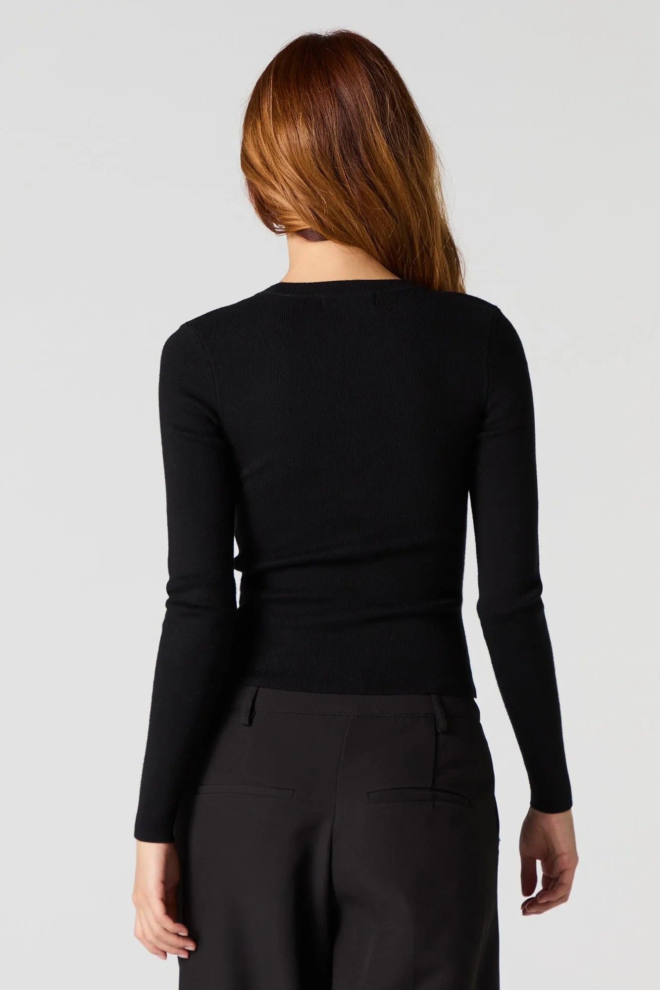 Ribbed Knit Fitted Sweater sold by Urban Planet product image thumbnail 5