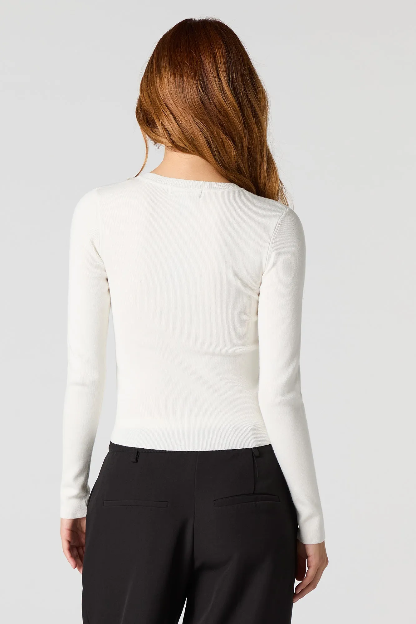 Ribbed Knit Fitted Sweater sold by Urban Planet product image thumbnail 2