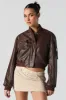 Faux Leather Cropped Bomber Jacket sold by Urban Planet