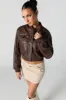 Faux Leather Cropped Bomber Jacket sold by Urban Planet