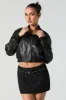 Faux Leather Cropped Bomber Jacket sold by Urban Planet
