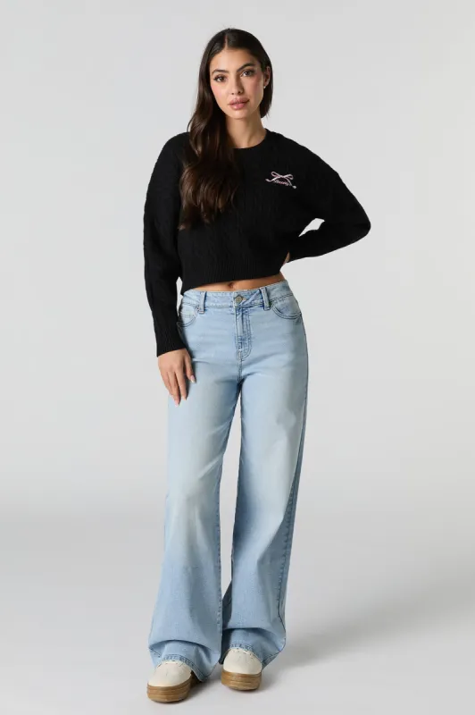 Jean jambe large extensible à taille haute délavé pâle sold by Urban Planet