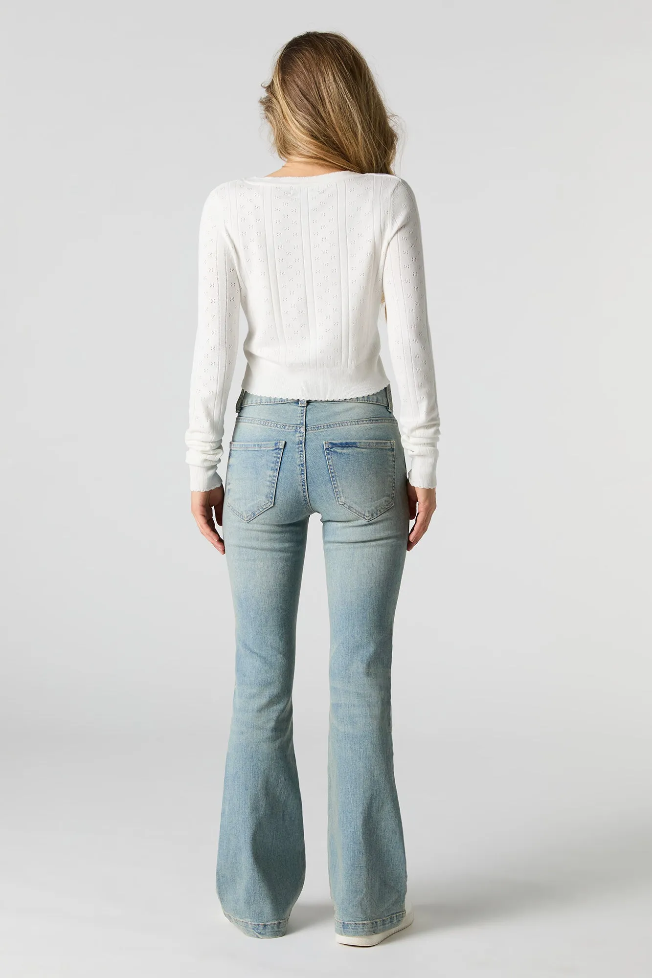 Vintage Wash Low Rise Double Button Flare Jean sold by Urban Planet product image thumbnail 3