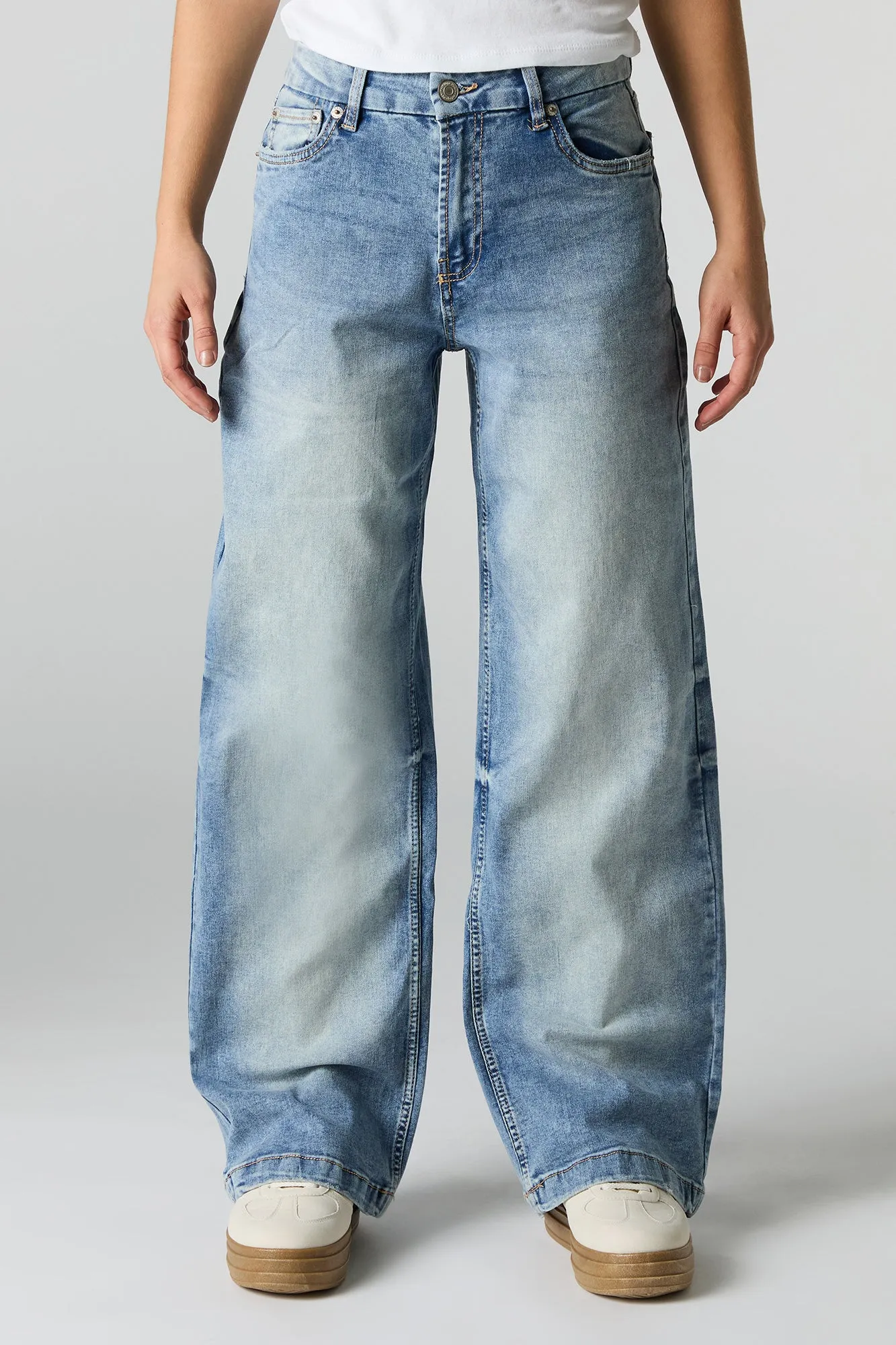 Jean coube à jambe large extensible délavé vintage sold by Urban Planet product image thumbnail 2