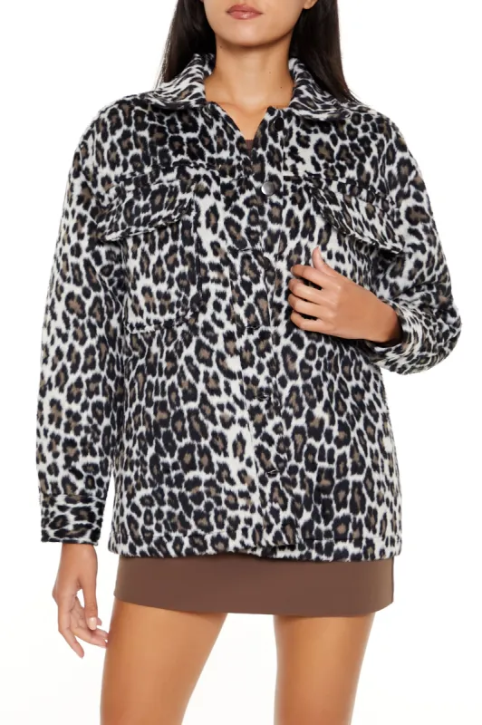 Faux Suede Leopard Print Shacket sold by Urban Planet