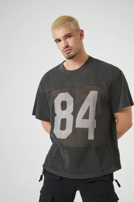 T-shirt surdimensionné en filet à imprimé 84 made by Forever 21