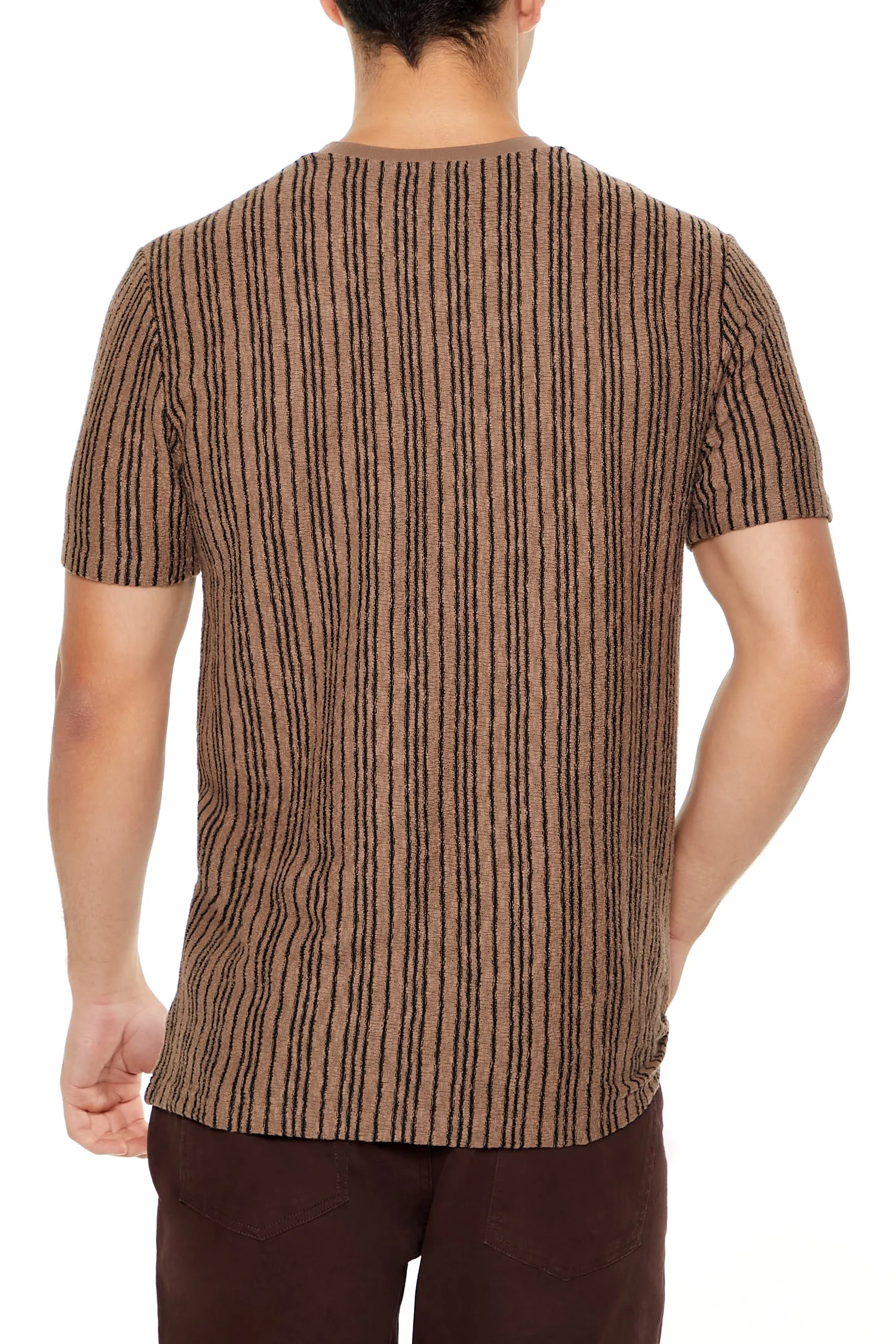 T-shirt texturé brun avec rayures verticales sold by Urban Planet product image thumbnail 2