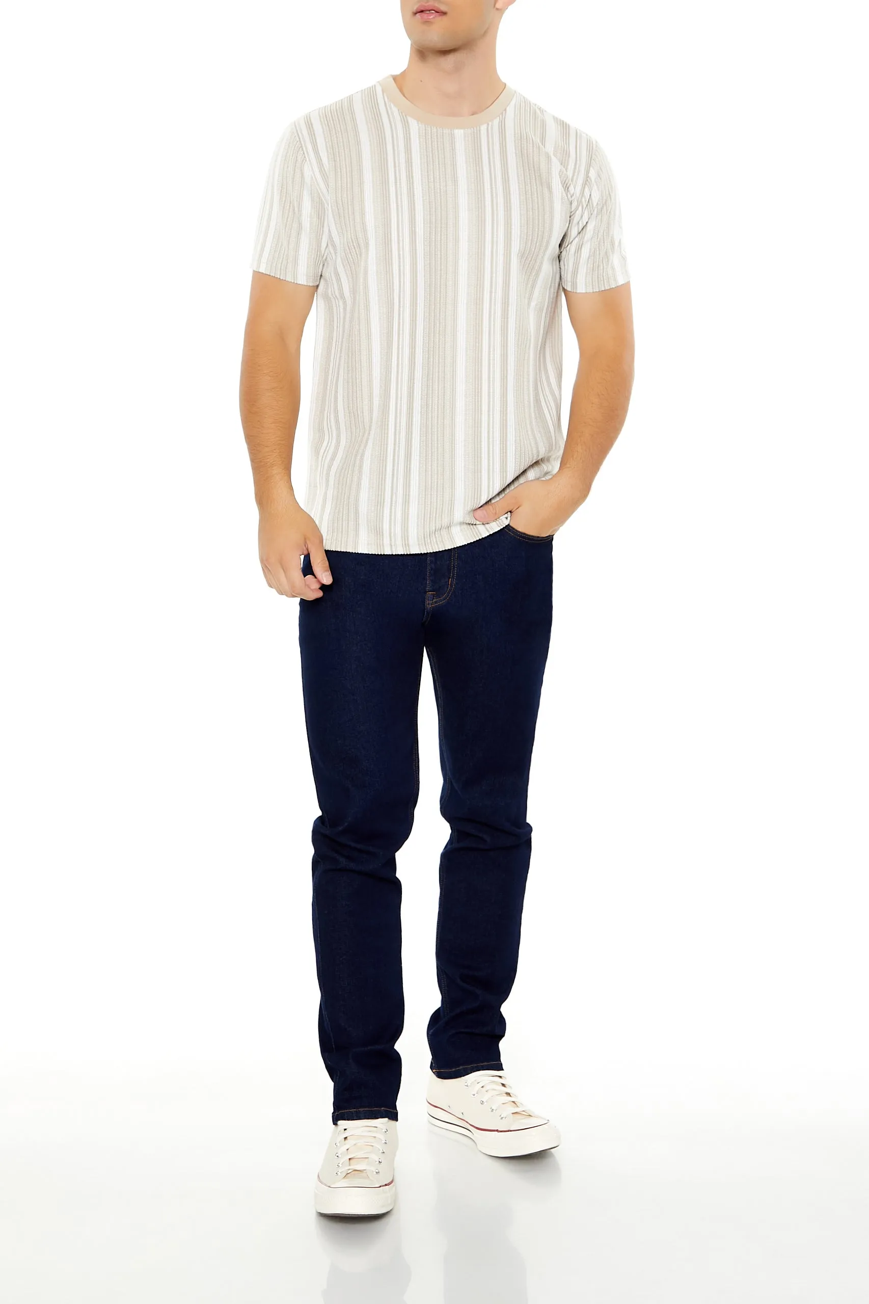 T-shirt texturé avec rayures verticales sold by Urban Planet product image thumbnail 3