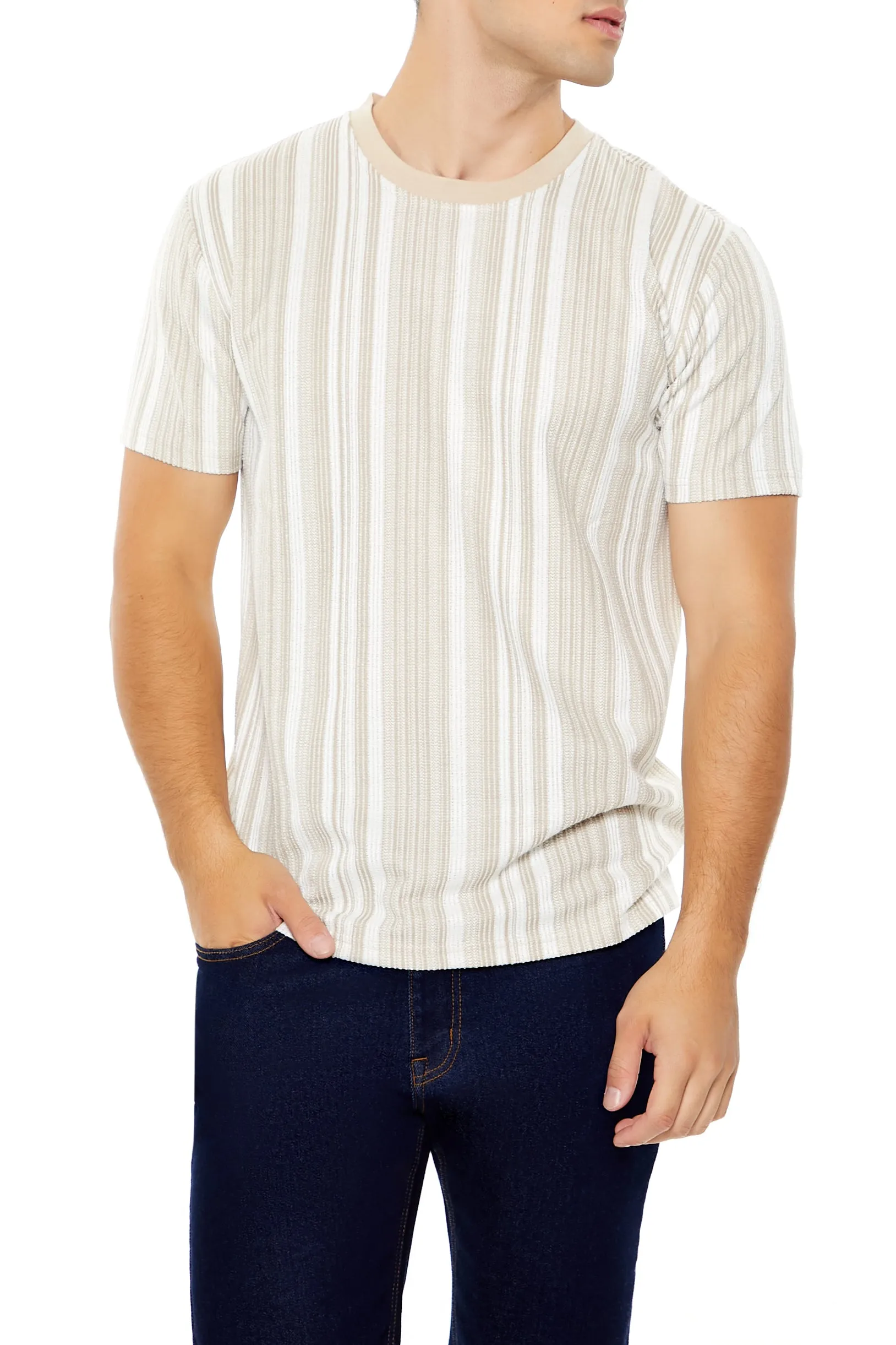 T-shirt texturé avec rayures verticales sold by Urban Planet