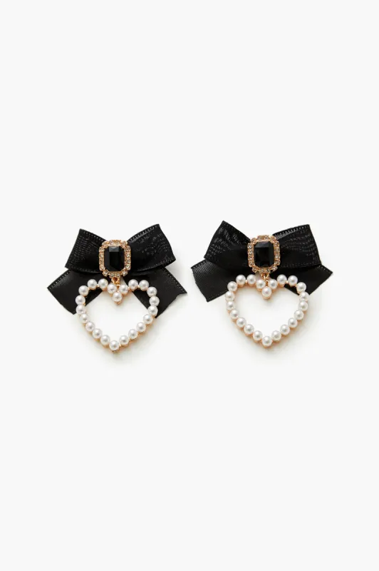 Faux Pearl Heart Drop Earrings sold by Urban Planet