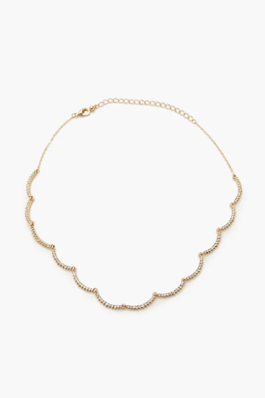 Rhinestone Scalloped Necklace sold by Urban Planet