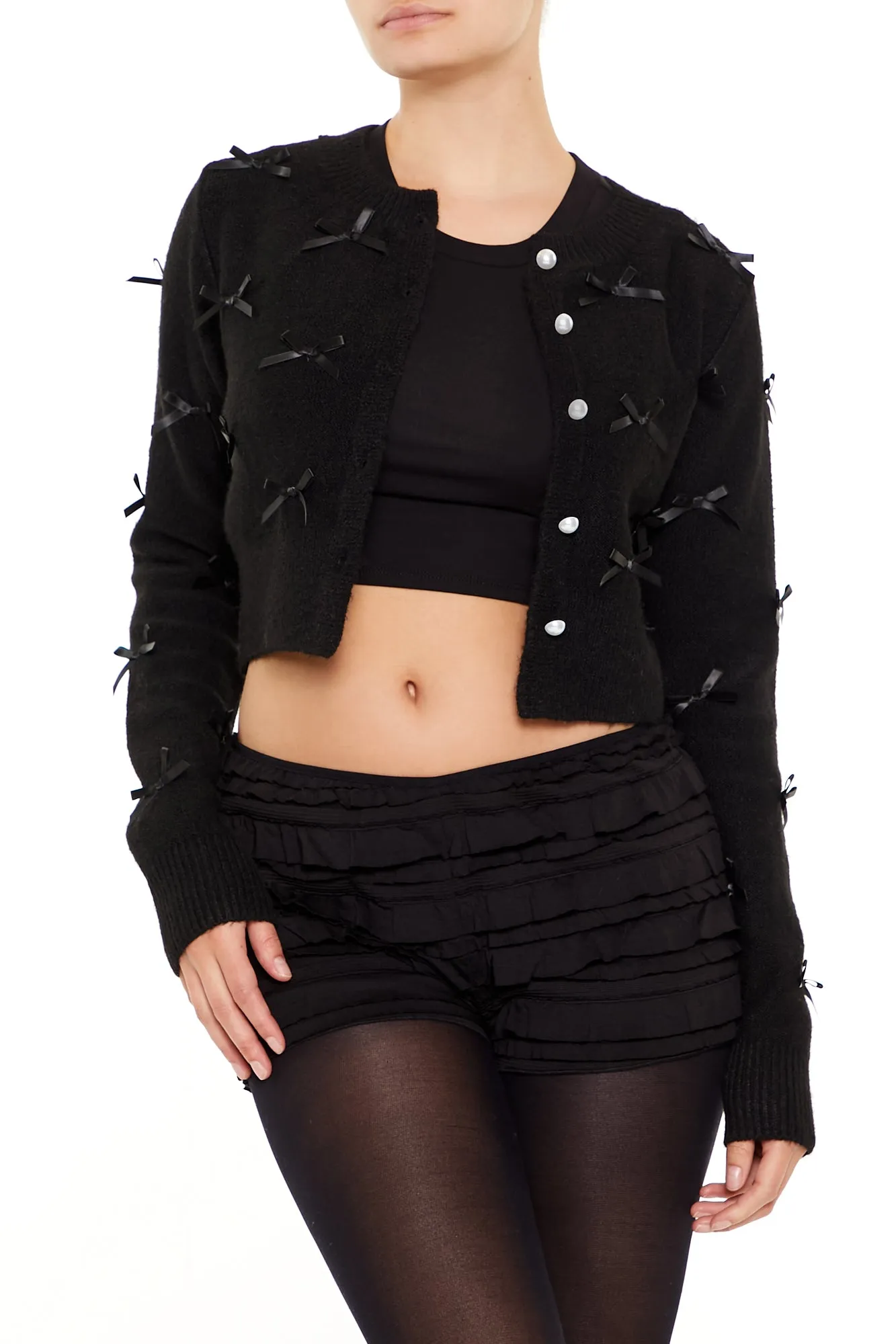 Bow & Faux Pearl Cardigan sold by Urban Planet