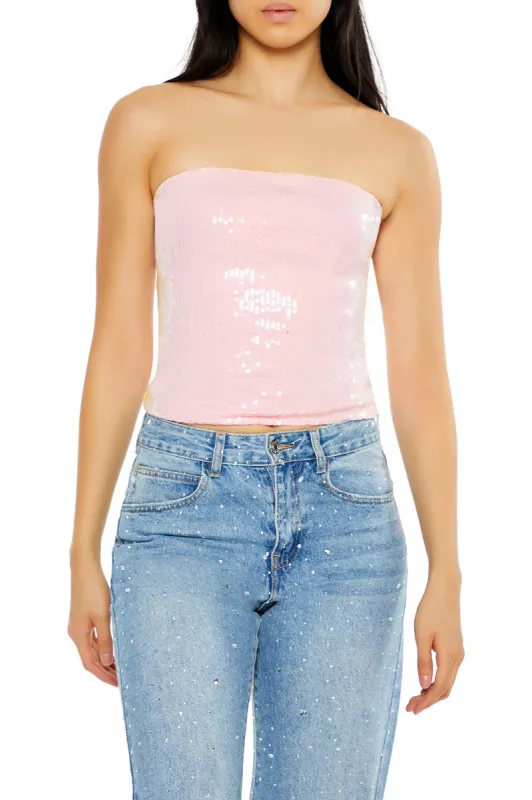 Sequin Cropped Tube Top sold by Urban Planet