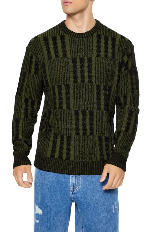 Checkered Cable Knit Sweater sold by Urban Planet