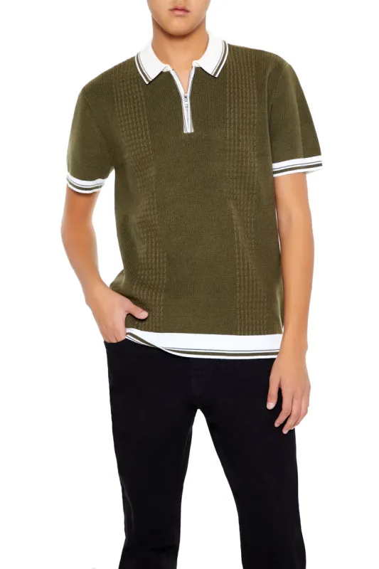 Knit Quarter Zip Polo Top sold by Urban Planet