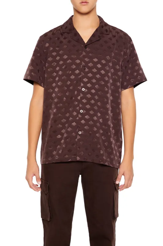 Jacquard Baroque Button-Up Top sold by Urban Planet
