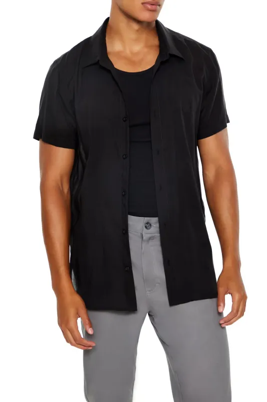 Dolphin Hem Short Sleeve Button-Up Top sold by Urban Planet