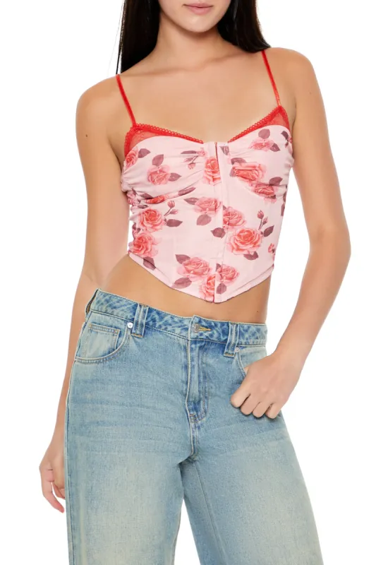Camisole-bustier fleurie en filet sold by Urban Planet