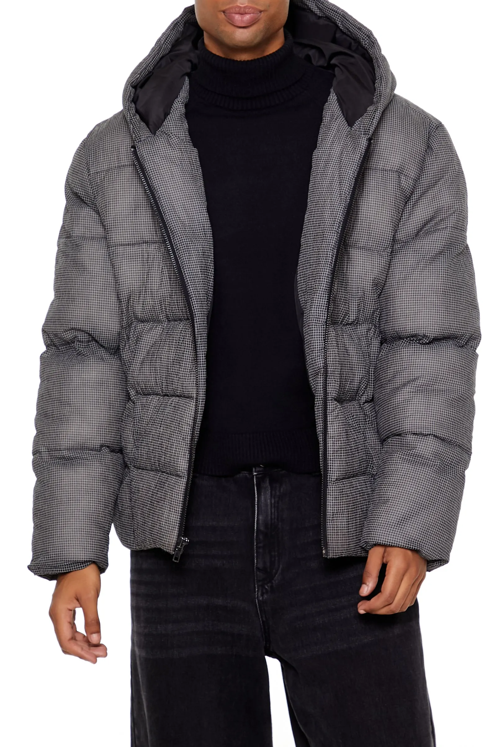 Textured Hooded Puffer Jacket sold by Urban Planet