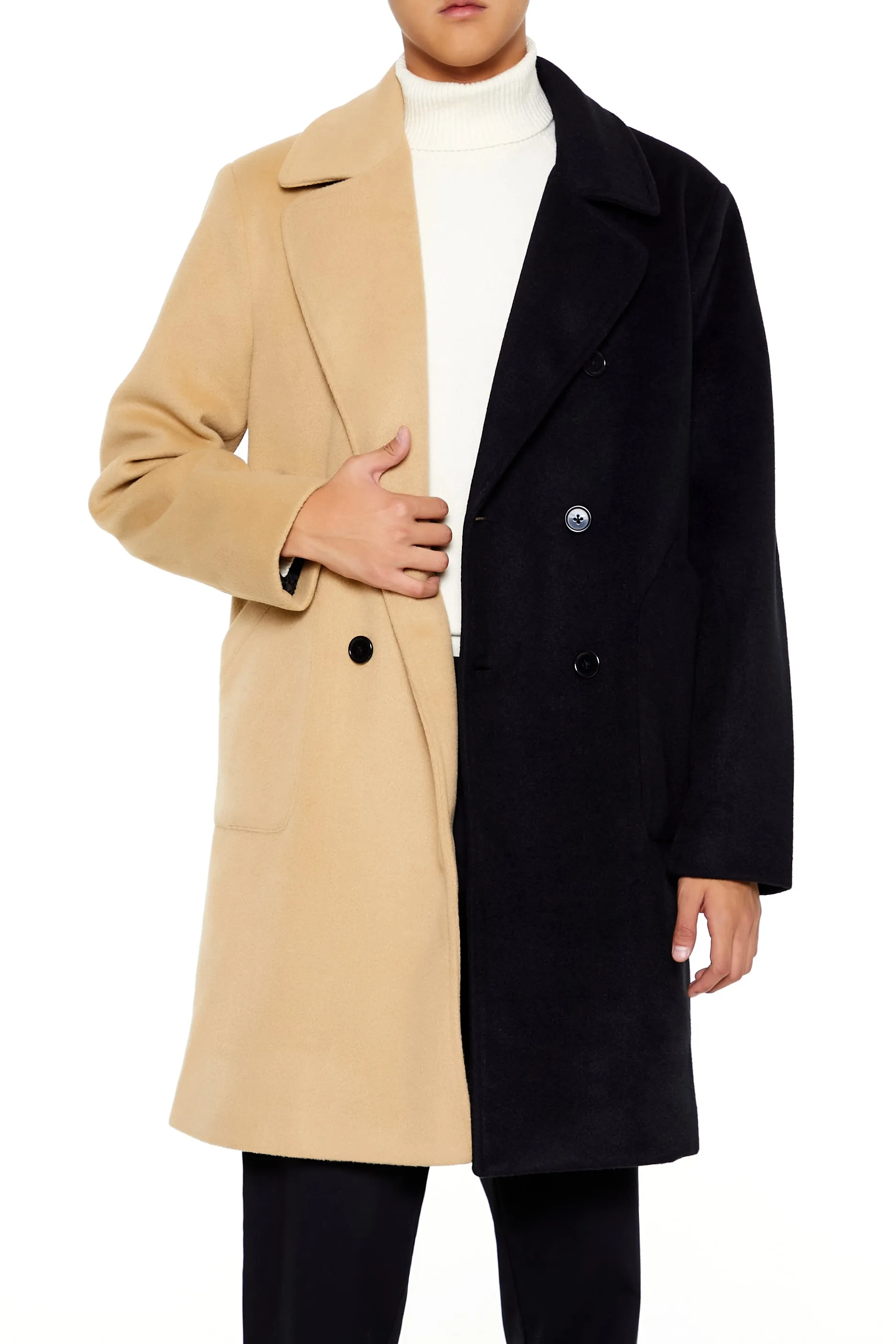 Split Colourblock Coat sold by Urban Planet