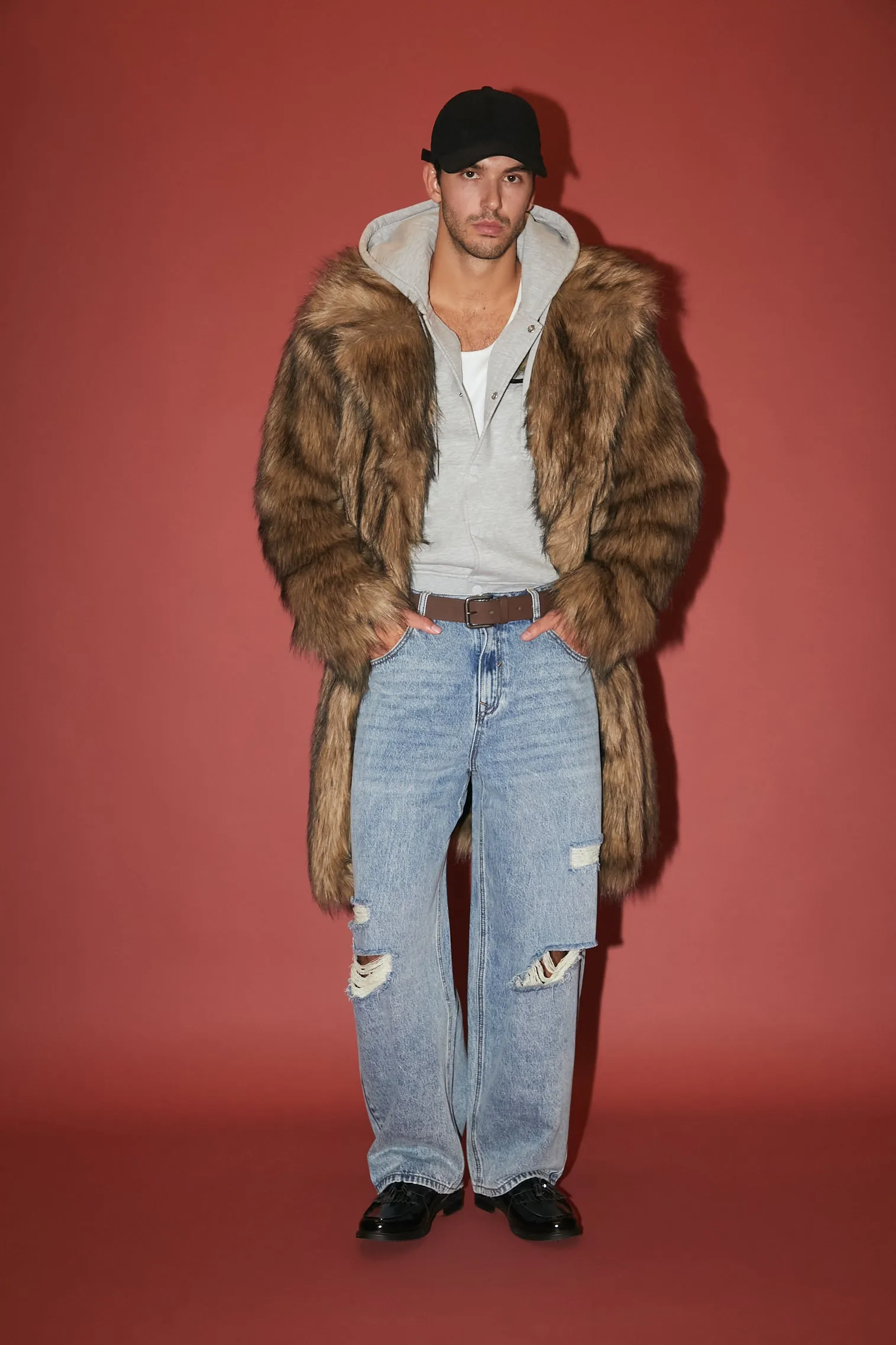 Faux Fur Longline Coat sold by Urban Planet