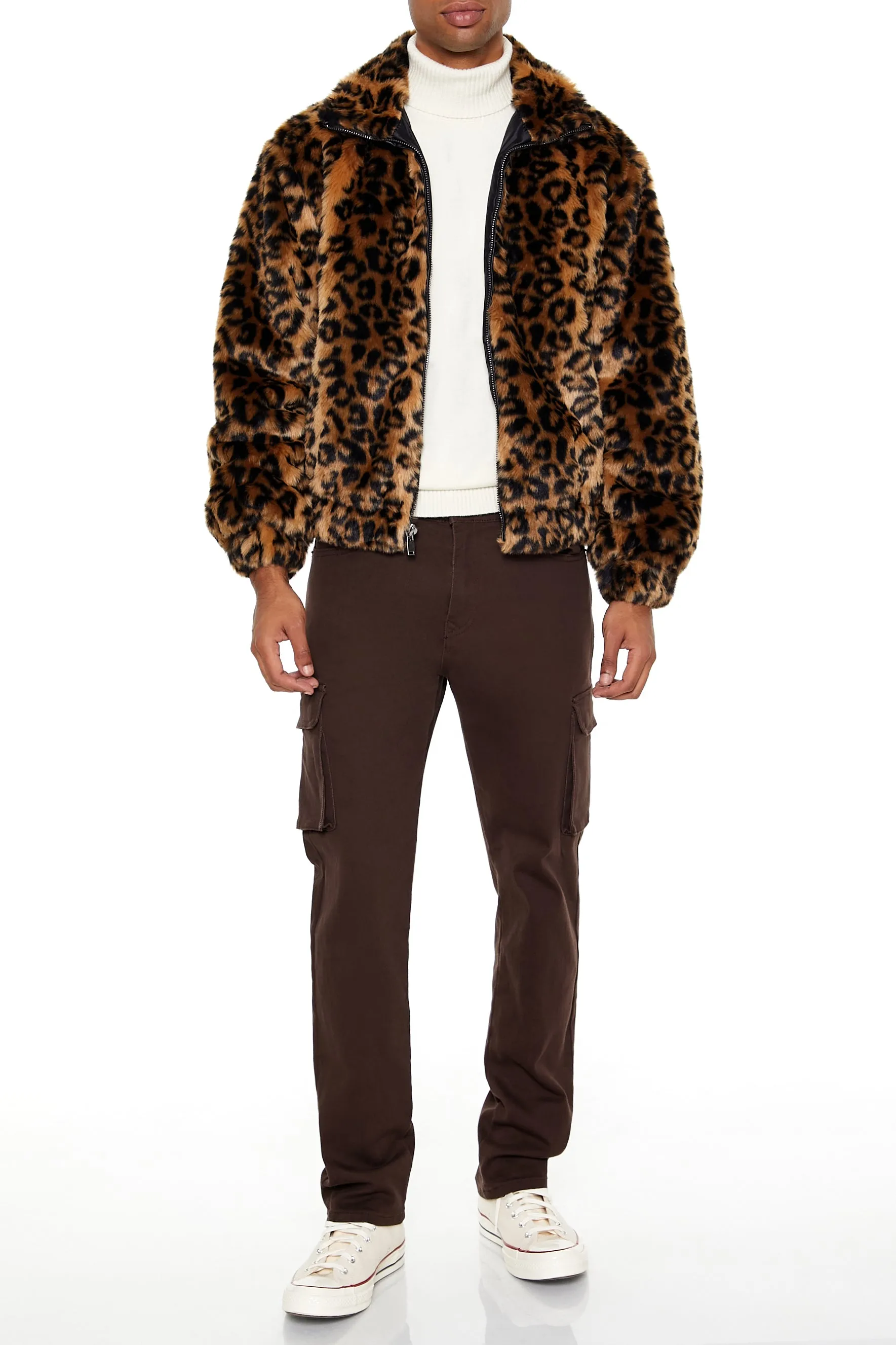 Faux Fur Leopard Zip-Up Coat sold by Urban Planet product image thumbnail 3
