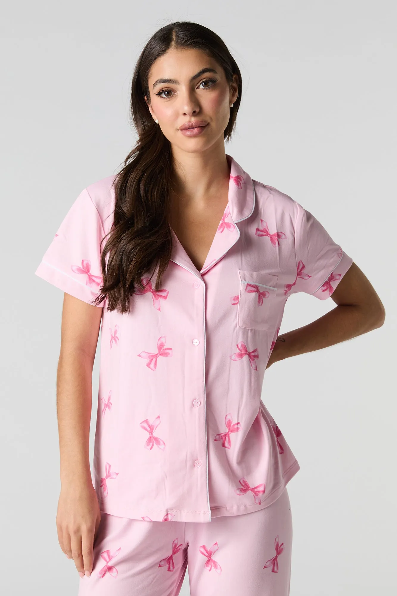 Ensemble-pyjama deux pièces à haut boutonné avec col et pantalon sold by Urban Planet product image thumbnail 2