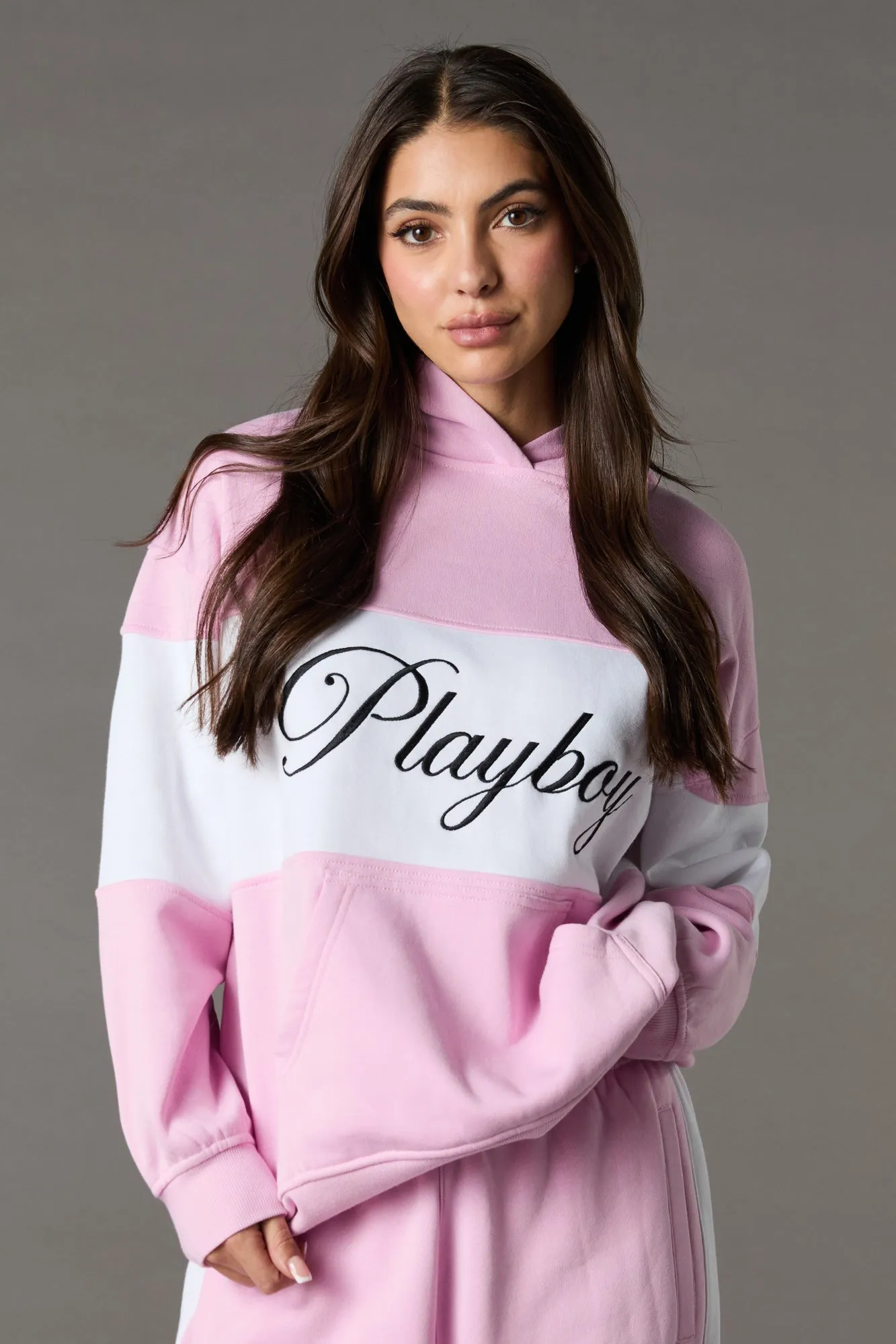 Playboy Oversized Embroidered Colourblock Fleece Hoodie sold by Urban Planet