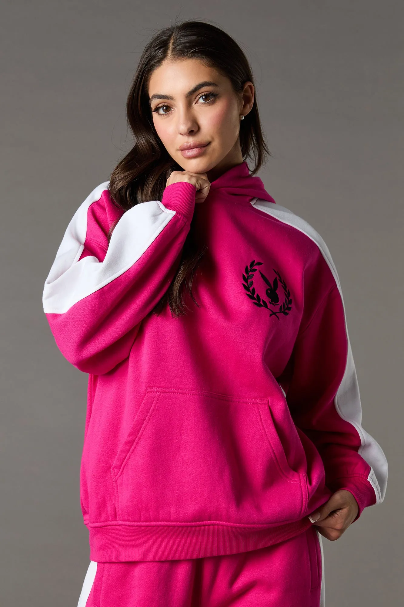 Playboy Oversized Embroidered Colourblock Fleece Hoodie sold by Urban Planet product image thumbnail 4