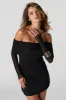Mesh Ruched Off Shoulder Long Sleeve Mini Dress sold by Urban Planet
