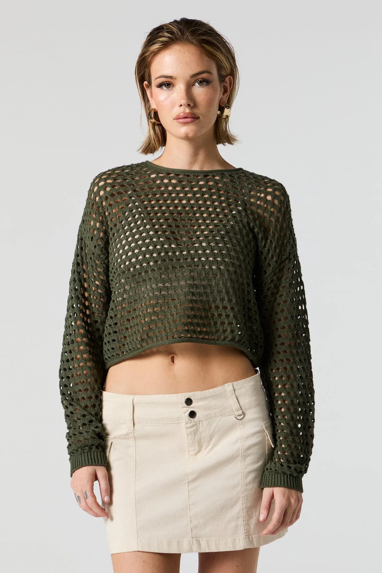 Fishnet Crew Neck Long Sleeve Top sold by Urban Planet product image thumbnail 2