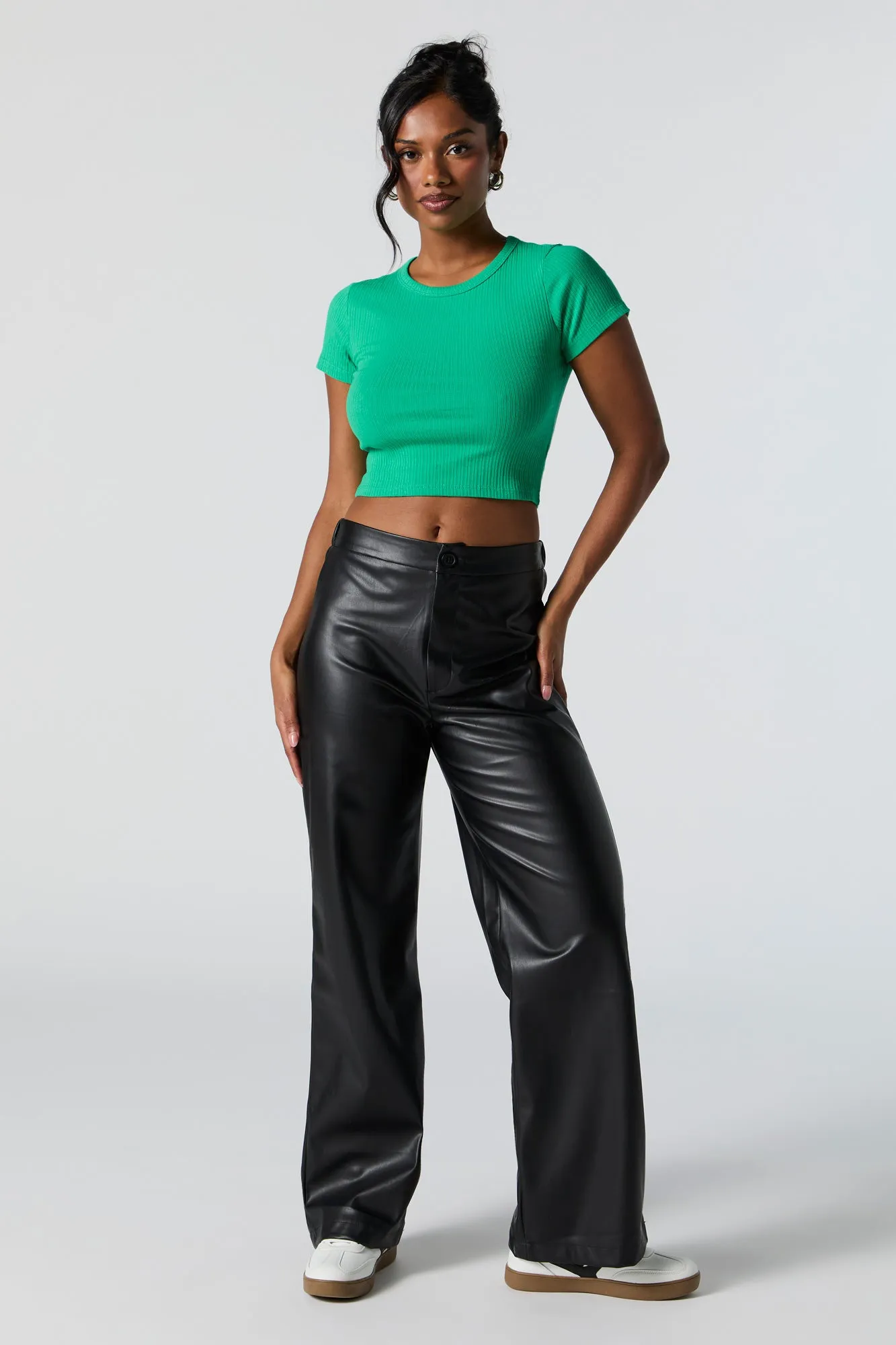 Ribbed Cropped T-Shirt sold by Urban Planet product image thumbnail 3