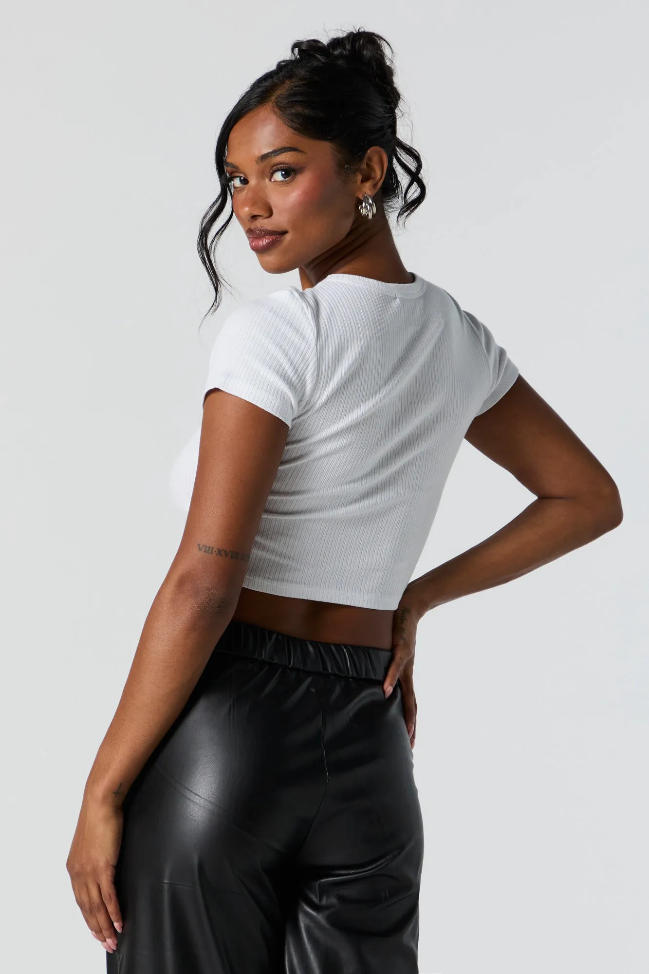 Ribbed Cropped T-Shirt sold by Urban Planet product image thumbnail 5