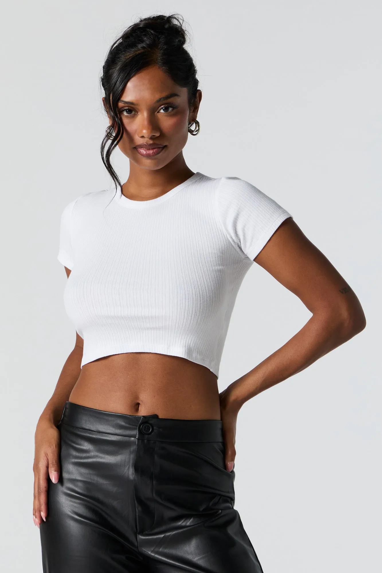 Ribbed Cropped T-Shirt sold by Urban Planet product image thumbnail 4