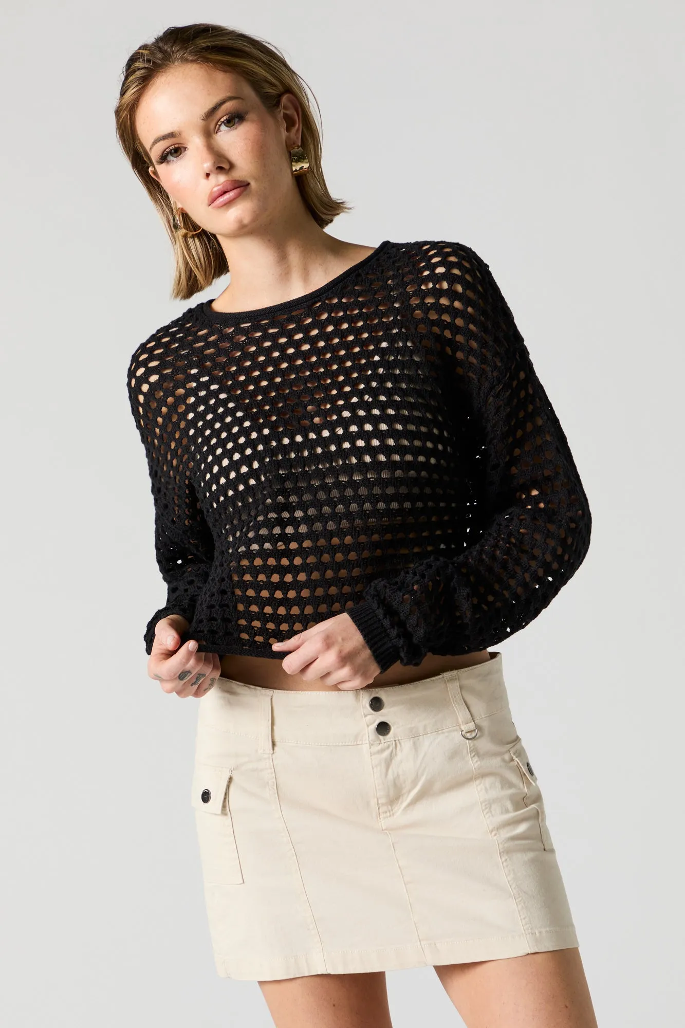 Fishnet Crew Neck Long Sleeve Top sold by Urban Planet product image thumbnail 5