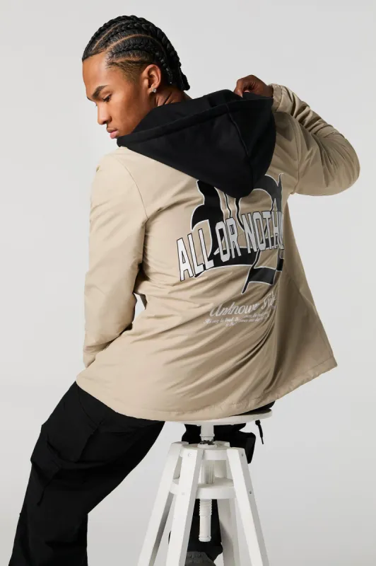 Graphic Hooded Coach Jacket sold by Urban Planet