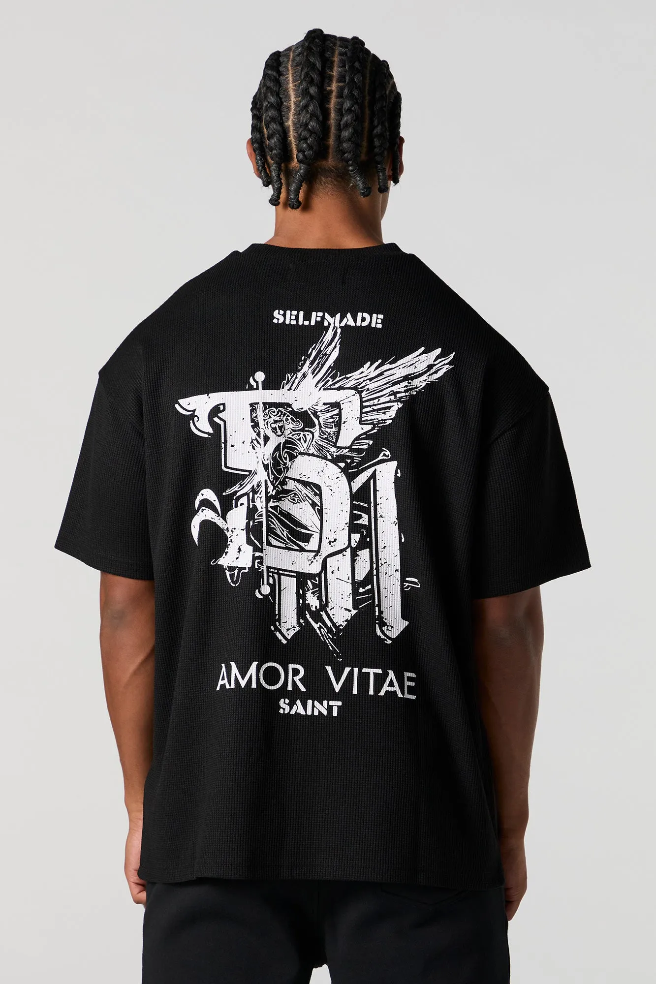 T-shirt décontracté en tricot gaufré à imprimé Self Made sold by Urban Planet product image thumbnail 5