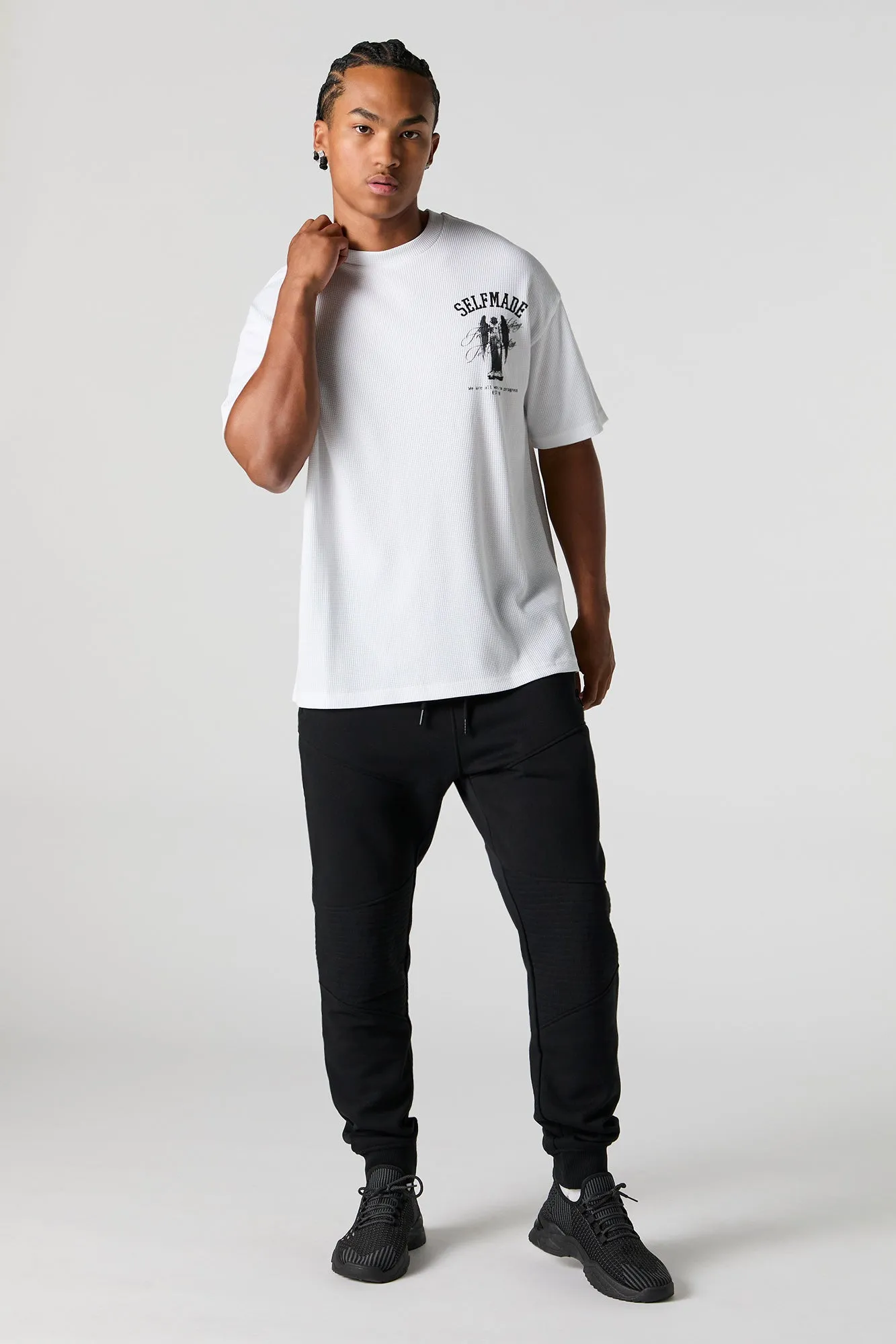 T-shirt décontracté en tricot gaufré à imprimé Self Made sold by Urban Planet product image thumbnail 3