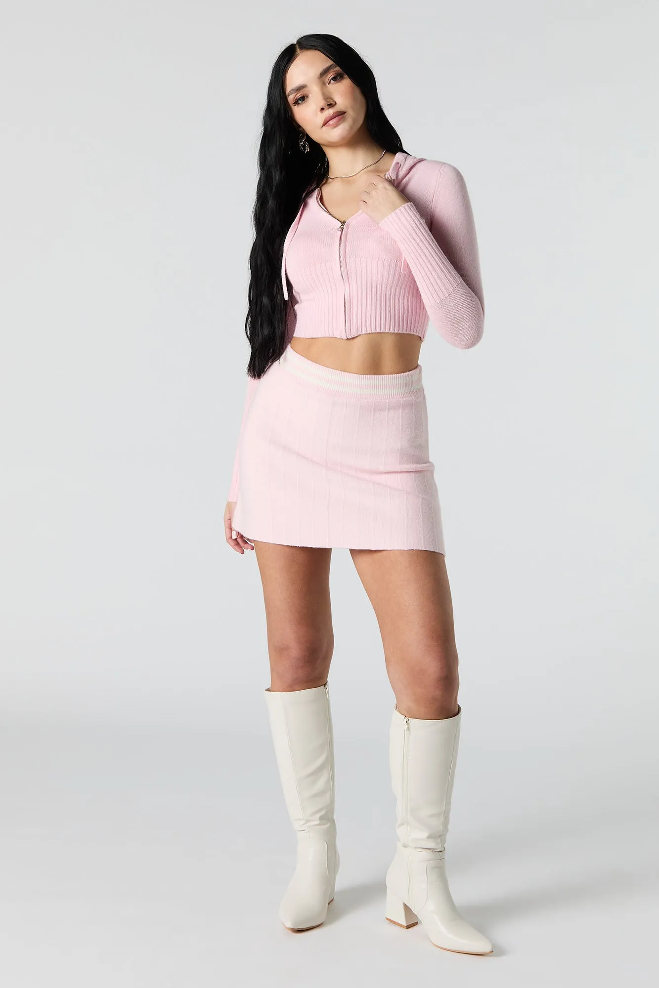 Jacquard Knit Cropped Zip-Up Sweater sold by Urban Planet product image thumbnail 4