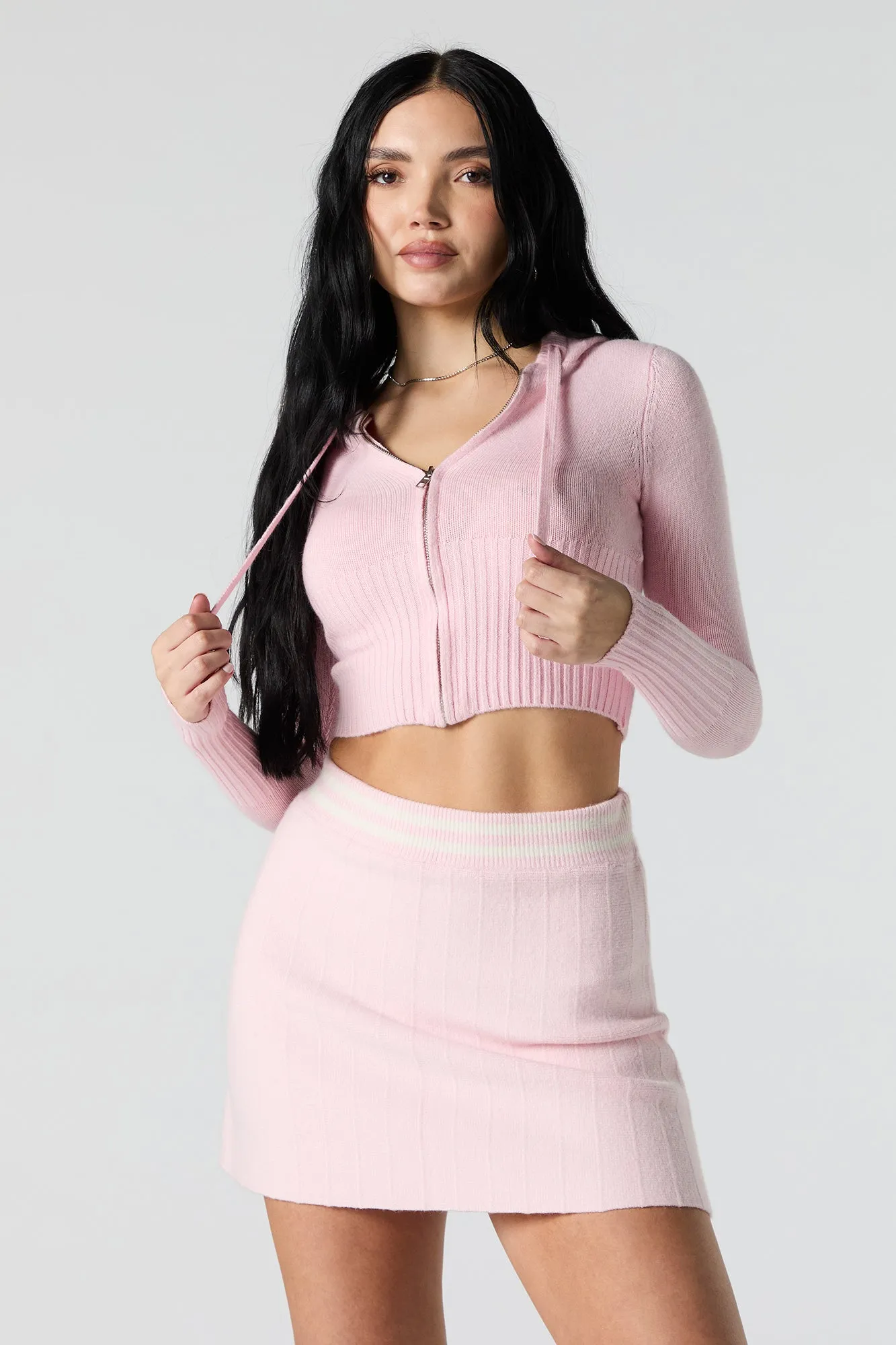 Jacquard Knit Cropped Zip-Up Sweater sold by Urban Planet product image thumbnail 2