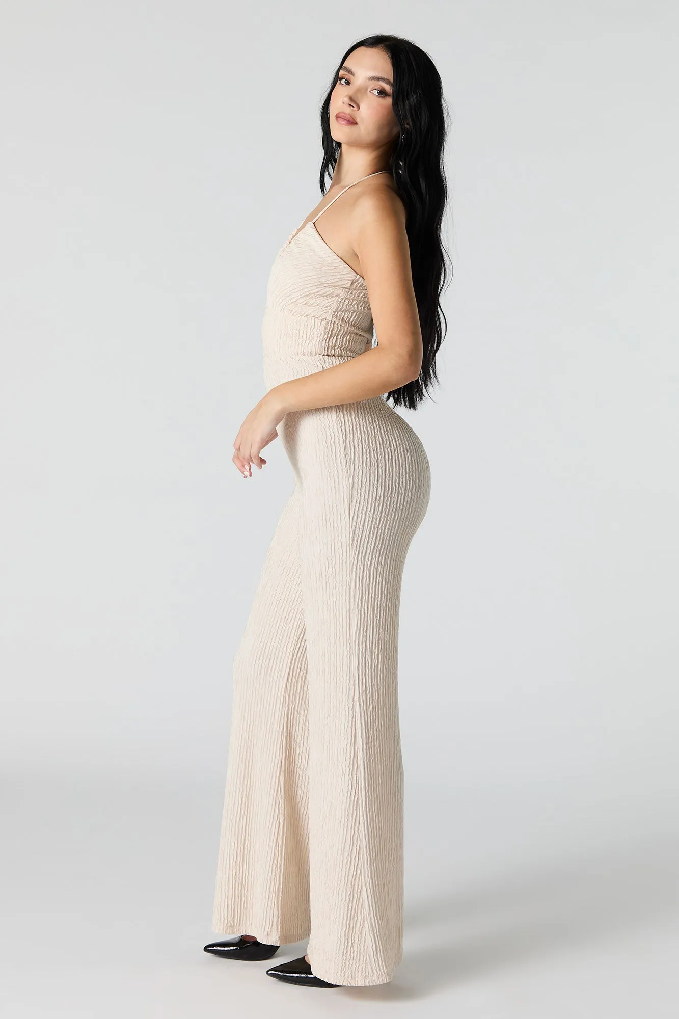Textured Halter Wide Leg Jumpsuit sold by Urban Planet product image thumbnail 2