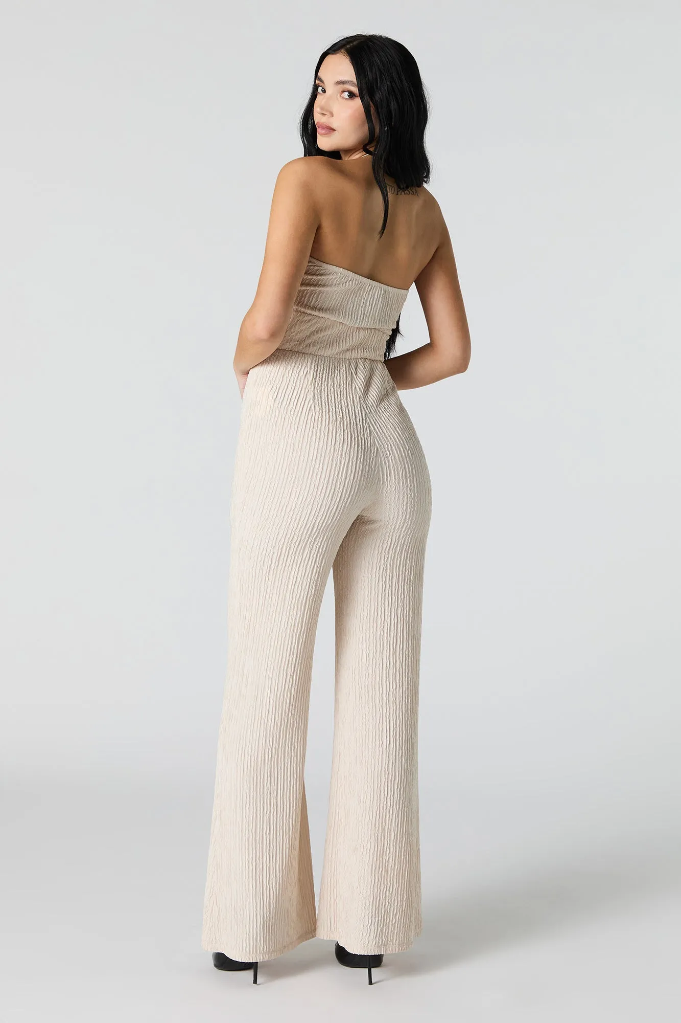 Textured Halter Wide Leg Jumpsuit sold by Urban Planet product image thumbnail 3