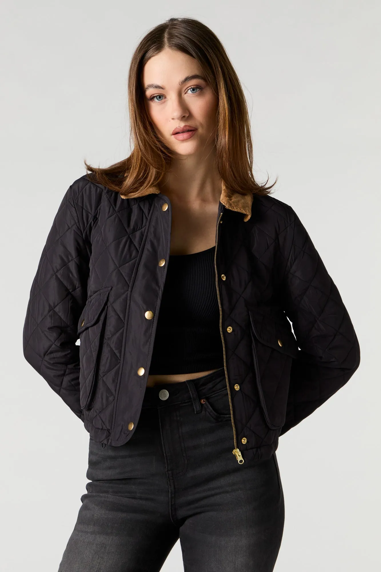 Quilted Corduroy Trim Jacket sold by Urban Planet product image thumbnail 5