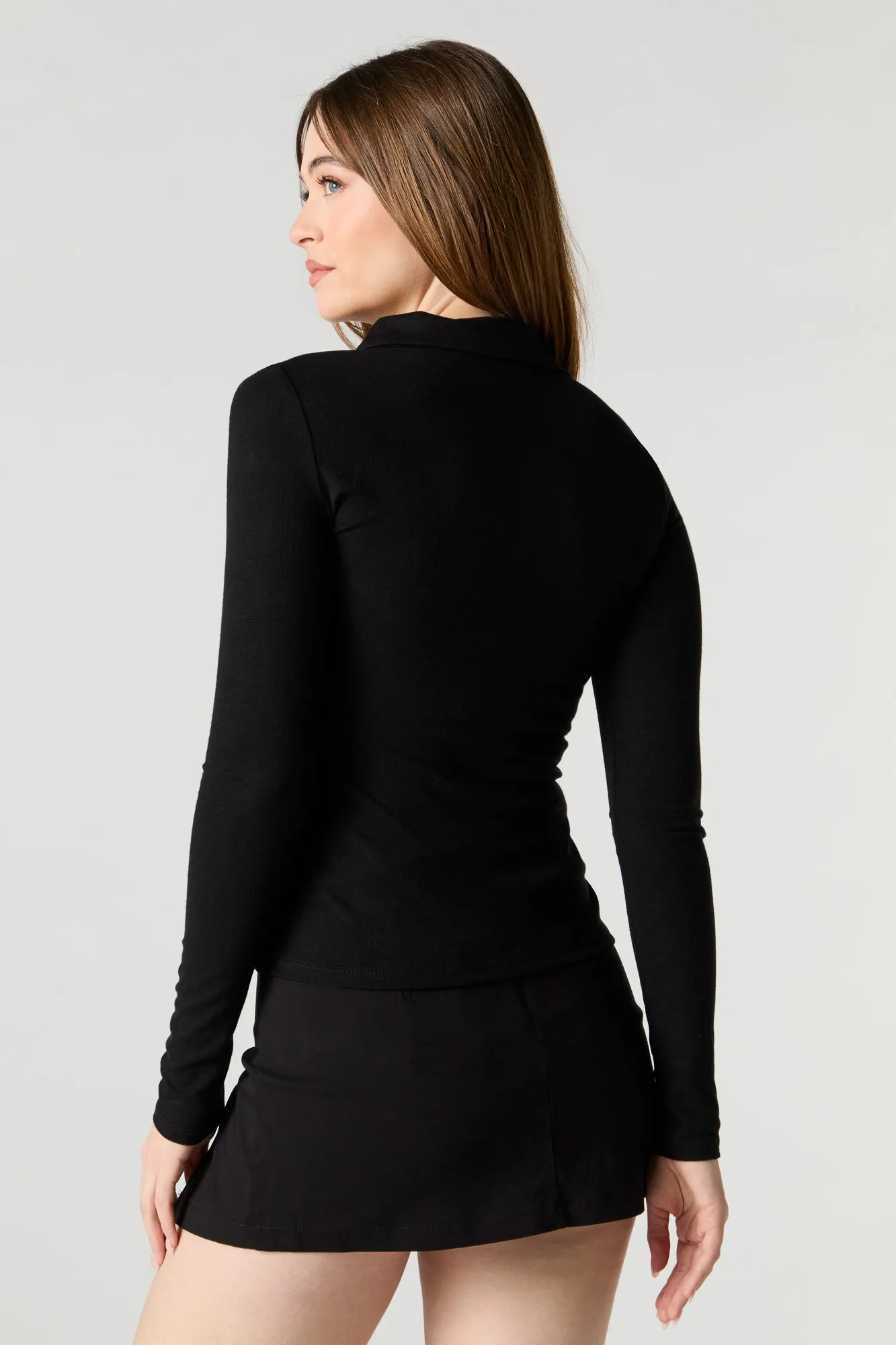 Haut boutonné en tricot côtelé avec col sold by Urban Planet product image thumbnail 5