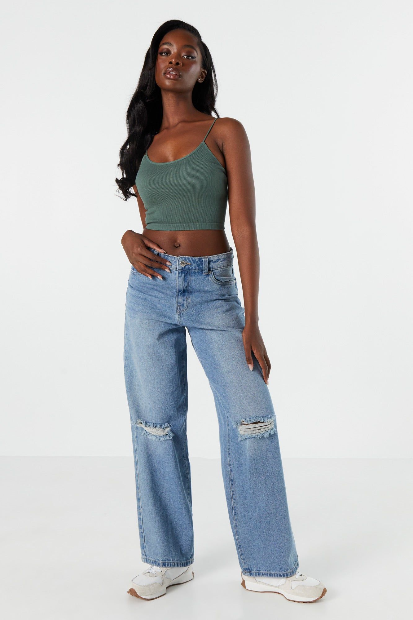 Camisole côtelée coloré à bretelles ultraminces sold by Urban Planet product image thumbnail 3